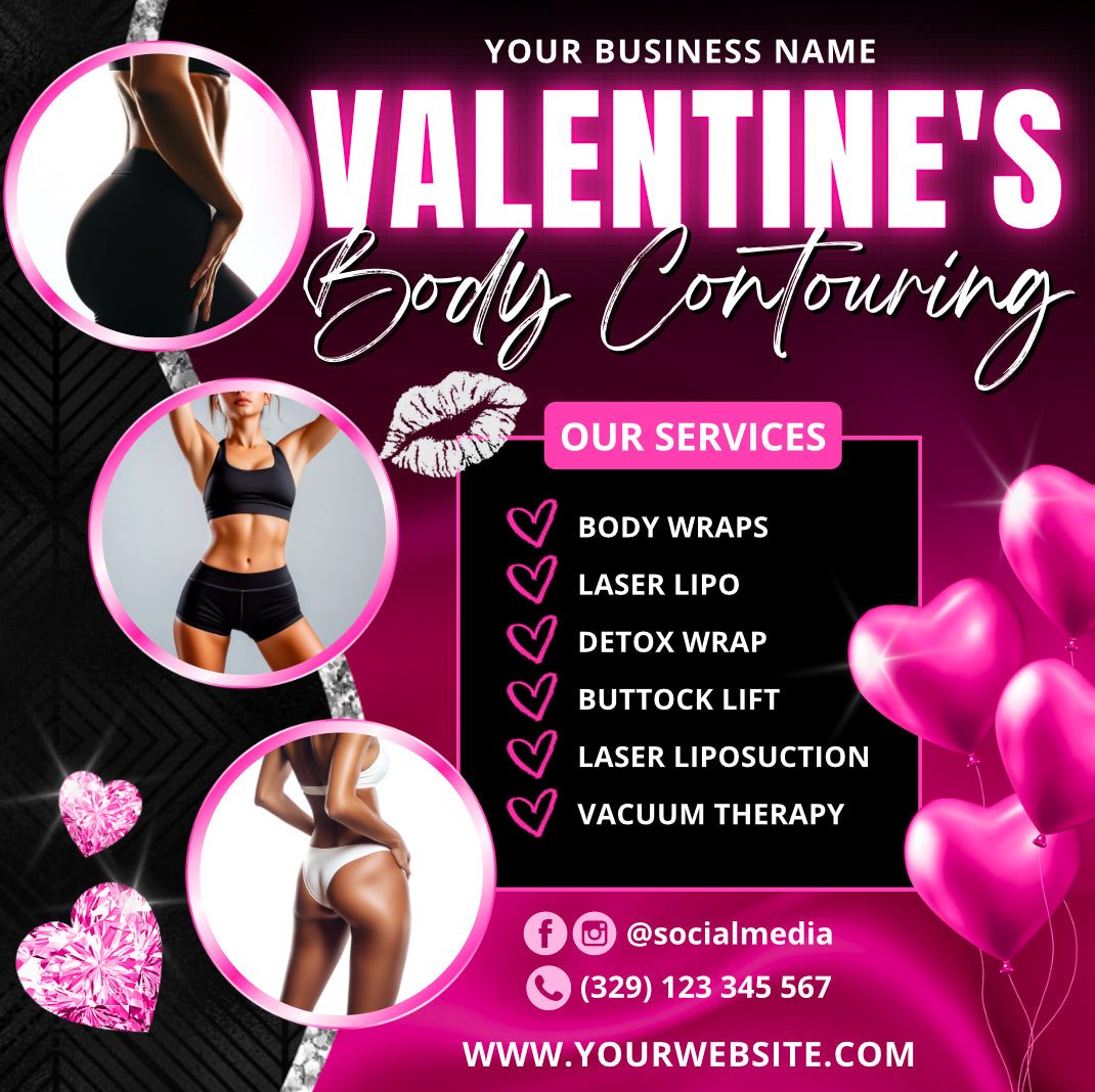 15 Editable Bodycontouring Valentines Day Flyers (Editable On Canva)